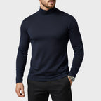 Uwe | Men's Turtleneck Jumper with Slim Fit, Elegant Autumn Jumper | Bella Blue | Black