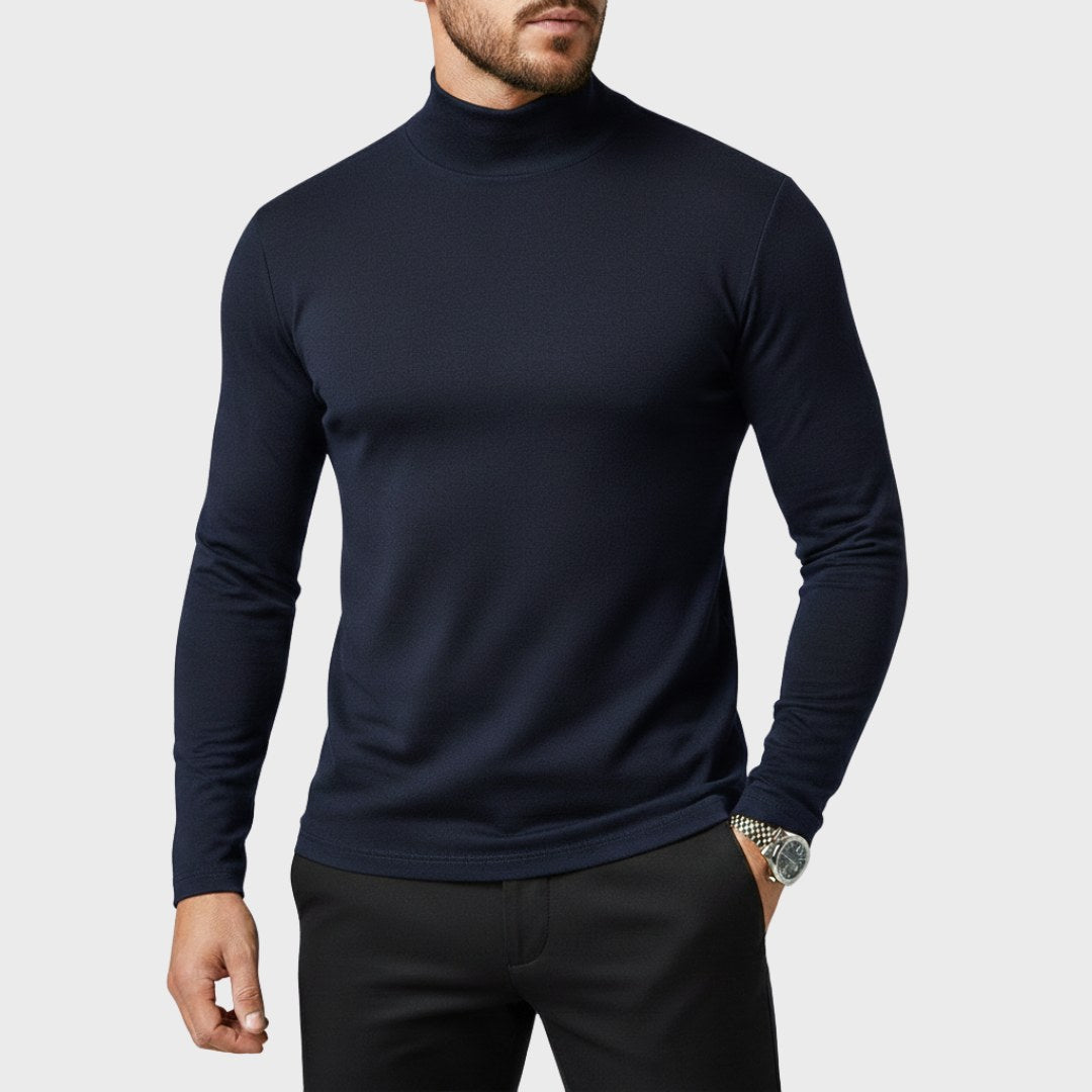 Uwe | Men's Turtleneck Jumper with Slim Fit, Elegant Autumn Jumper | Bella Blue | Black