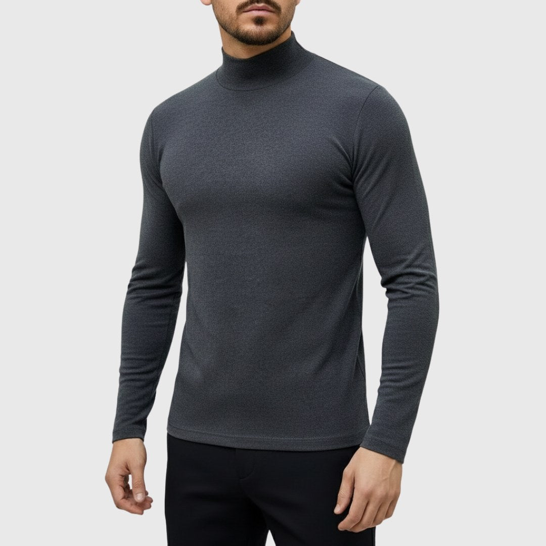 Uwe | Men's Turtleneck Jumper with Slim Fit, Elegant Autumn Jumper | Bella Blue | Black