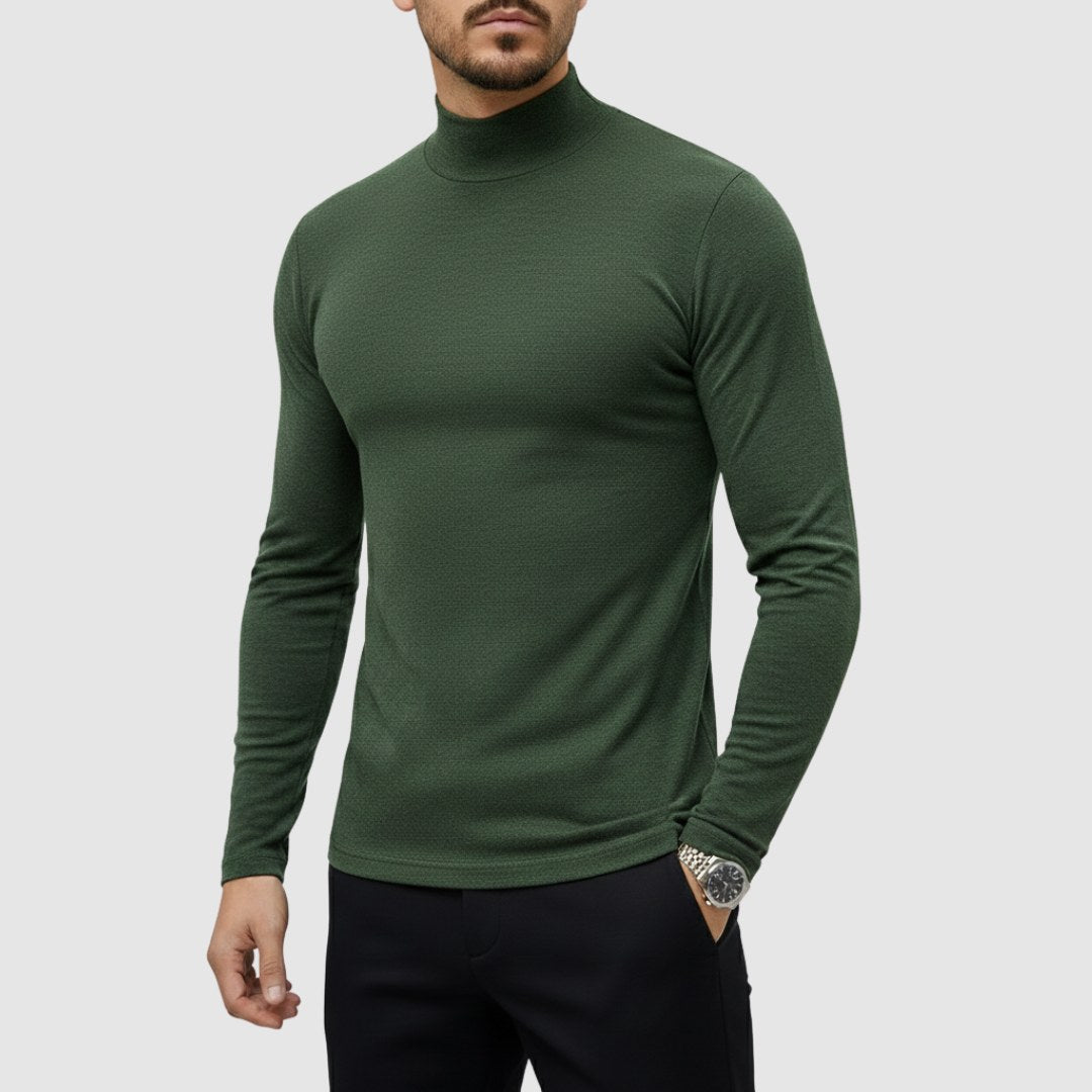 Uwe | Men's Turtleneck Jumper with Slim Fit, Elegant Autumn Jumper | Bella Blue | Black