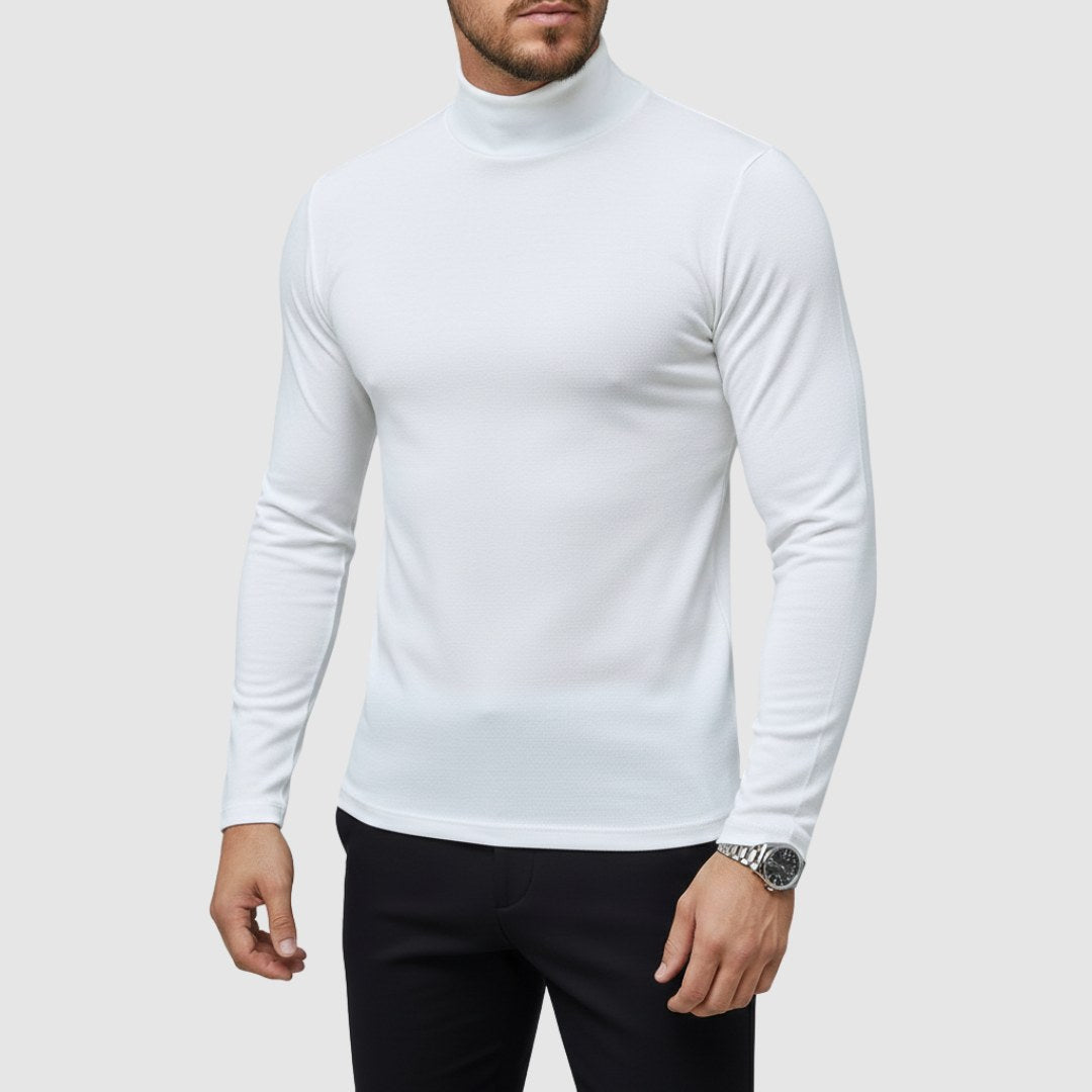 Uwe | Men's Turtleneck Jumper with Slim Fit, Elegant Autumn Jumper | Bella Blue | Black