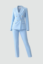 Valerie | Women's Tailored Blazer Suit, High-Waisted Trouser Suit | Bella Blue | Light Blue