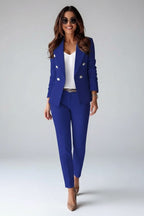Valerie | Women's Tailored Blazer Suit, High-Waisted Trouser Suit | Bella Blue | Grey