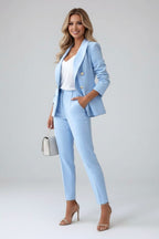 Valerie | Women's Tailored Blazer Suit, High-Waisted Trouser Suit | Bella Blue | Brown