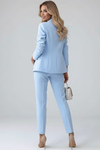 Valerie | Women's Tailored Blazer Suit, High-Waisted Trouser Suit | Bella Blue | Beige