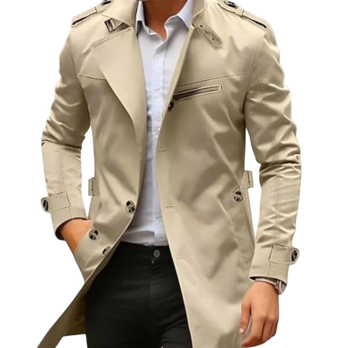 Vincent | Men's Collared Transitional Jacket, Zip and Button Closure Coat | Bella Blue