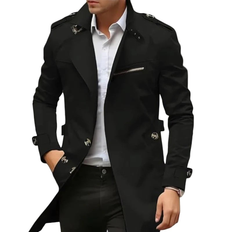 Vincent | Men's Collared Transitional Jacket, Zip and Button Closure Coat | Bella Blue