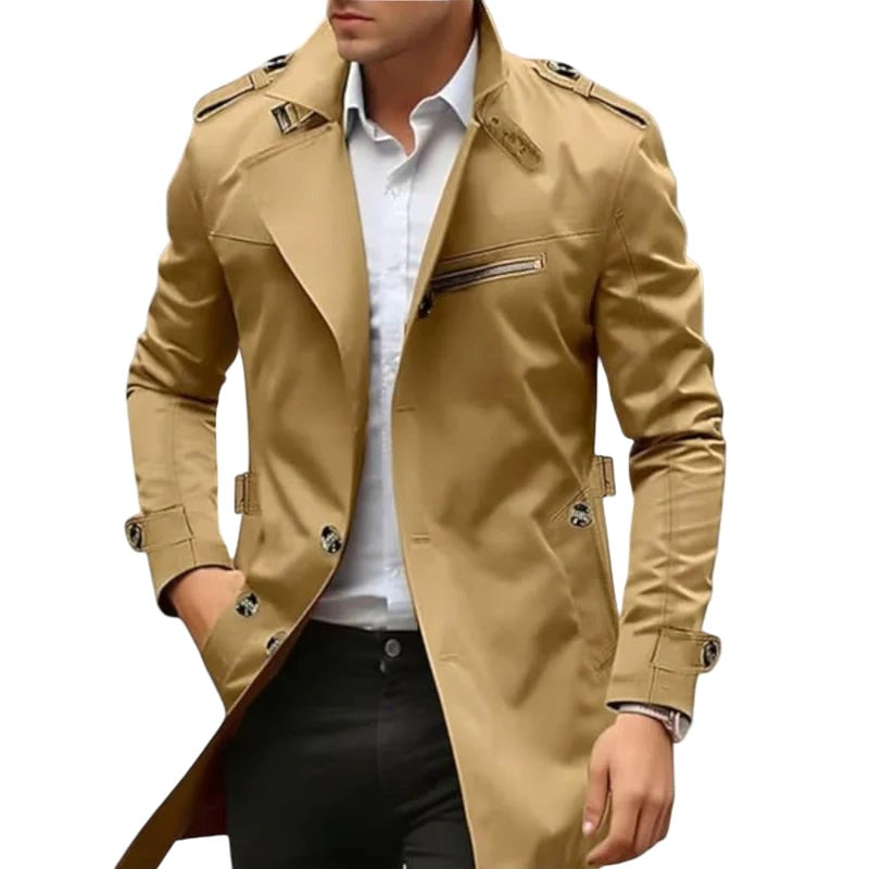 Vincent | Men's Collared Transitional Jacket, Zip and Button Closure Coat | Bella Blue