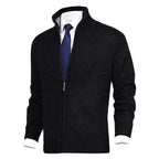 Vincent | Men's Knitted Gilet with Full-Length Zip, Stand-Collar Layering Gilet | Bella Blue