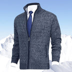 Vincent | Men's Knitted Gilet with Full-Length Zip, Stand-Collar Layering Gilet | Bella Blue