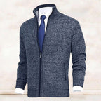 Vincent | Men's Knitted Gilet with Full-Length Zip, Stand-Collar Layering Gilet | Bella Blue
