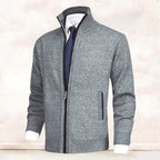 Vincent | Men's Knitted Gilet with Full-Length Zip, Stand-Collar Layering Gilet | Bella Blue | Red