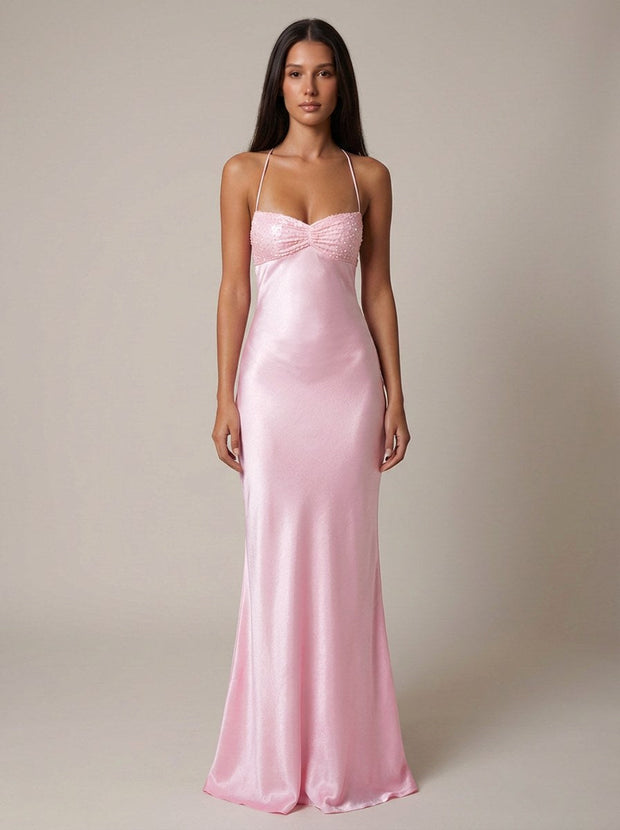 Vivienne | Women's Beaded Halter Maxi Dress - image 1