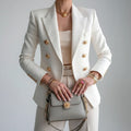 Vivienne | Women's Double-Breasted Blazer, Notch Lapel Blazer Suit | Bella Blue