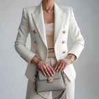 Vivienne | Women's Double-Breasted Blazer, Notch Lapel Blazer Suit | Bella Blue