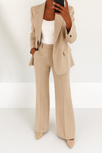 Vivienne | Women's Tailored Blazer and Trouser Set | Bella Blue | Brown