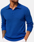Volker | Men's Jumper with Polo Collar, Elegant Knit Jumper | Bella Blue | Blue