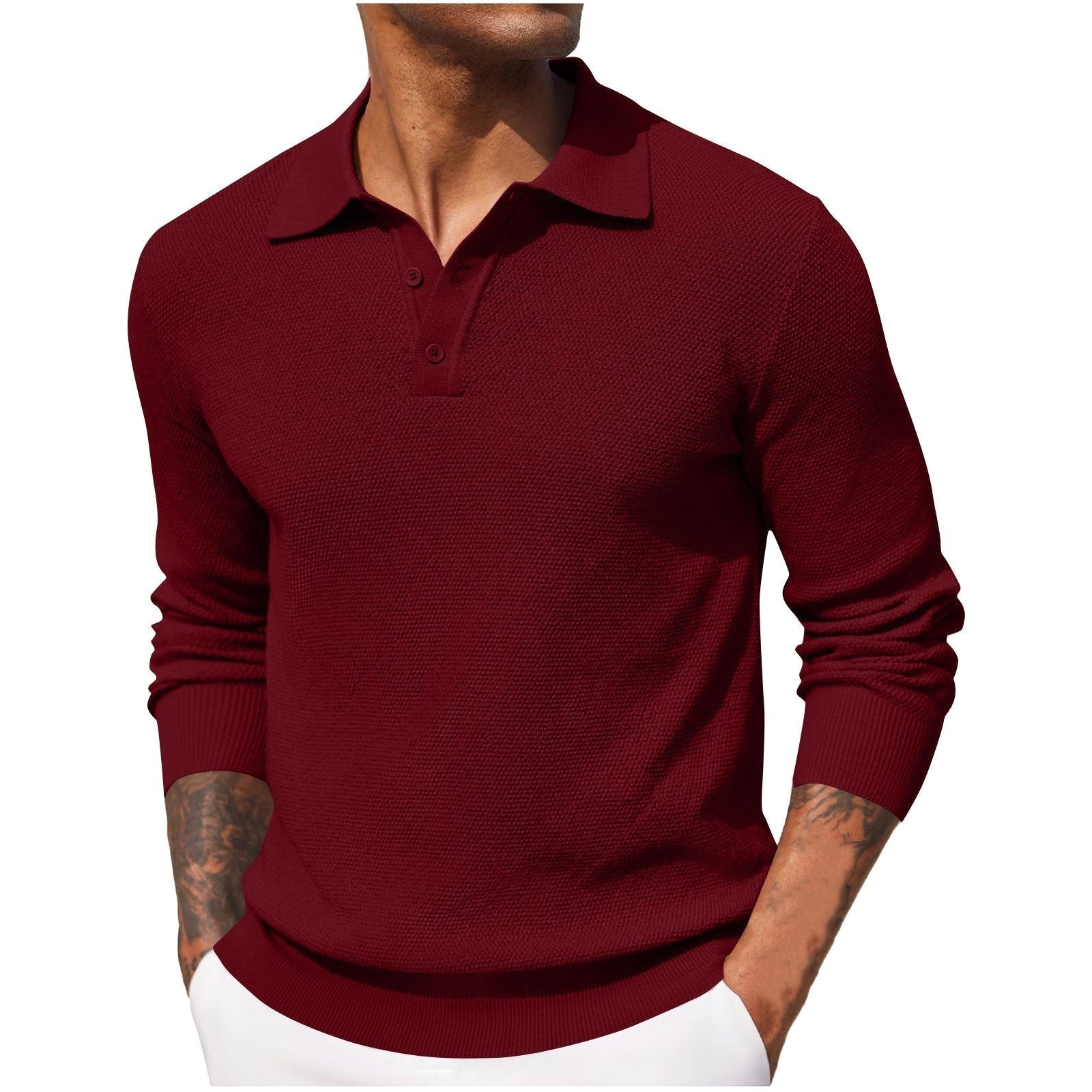 Volker | Men's Jumper with Polo Collar, Elegant Knit Jumper | Bella Blue | Blue