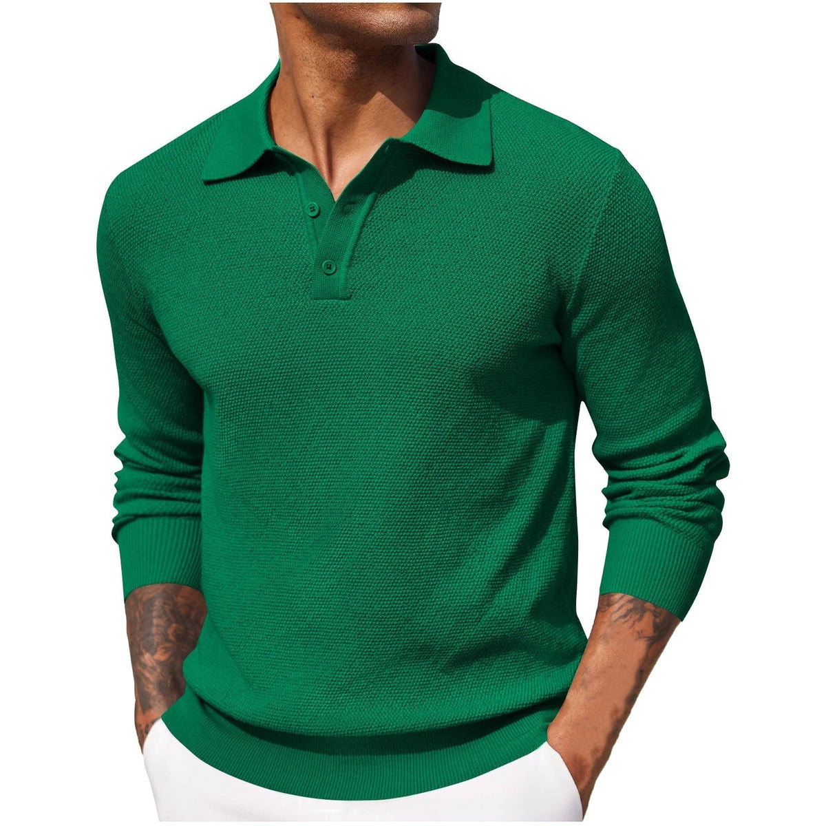 Volker | Men's Jumper with Polo Collar, Elegant Knit Jumper | Bella Blue | Blue
