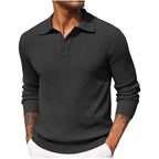 Volker | Men's Jumper with Polo Collar, Elegant Knit Jumper | Bella Blue | Blue