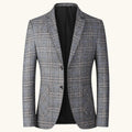 Warren | Men's Checked Lightweight Slim Fit Blazer, Smart Casual Blazer Suit | Bella Blue | Dark Grey