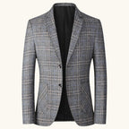 Warren | Men's Checked Lightweight Slim Fit Blazer, Smart Casual Blazer Suit | Bella Blue | Dark Grey