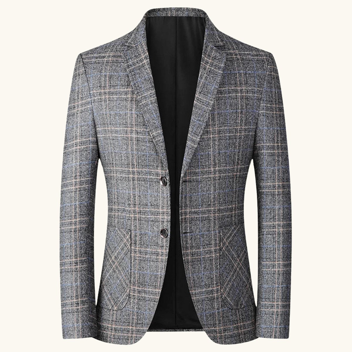 Warren | Men's Checked Lightweight Slim Fit Blazer, Smart Casual Blazer Suit | Bella Blue | Dark Grey
