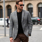 Warren | Men's Checked Lightweight Slim Fit Blazer, Smart Casual Blazer Suit | Bella Blue | Brown