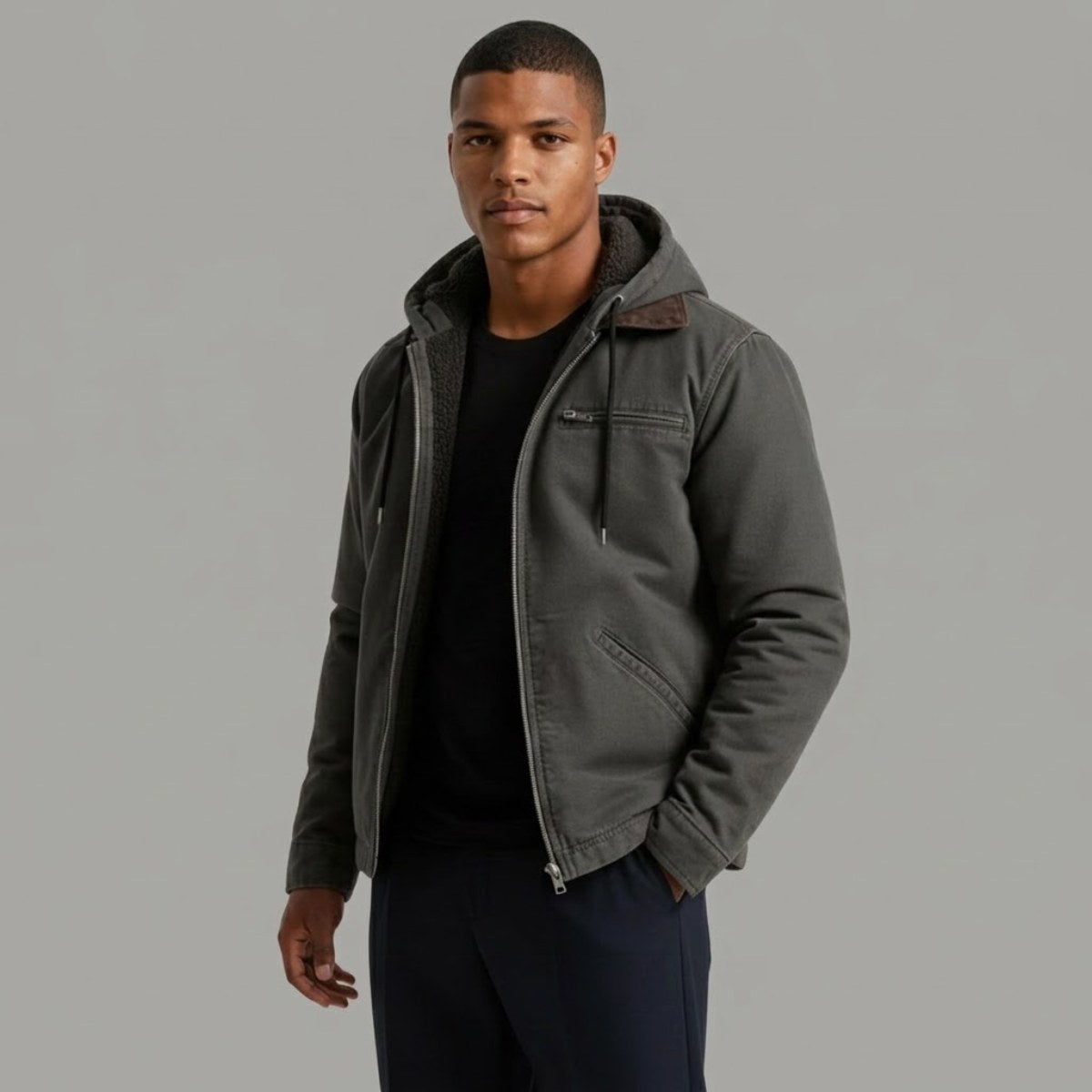 Wesley | Men's Hooded Fleece-Lined Jacket, Warm Winter Coat | Bella Blue