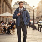 Wesley | Men's Hooded Fleece-Lined Jacket, Warm Winter Coat | Bella Blue