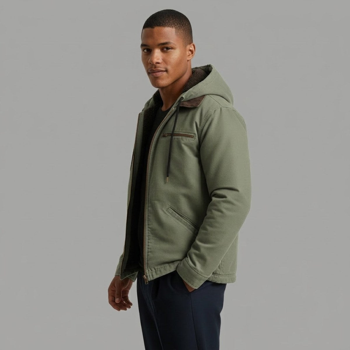 Wesley | Men's Hooded Fleece-Lined Jacket, Warm Winter Coat | Bella Blue