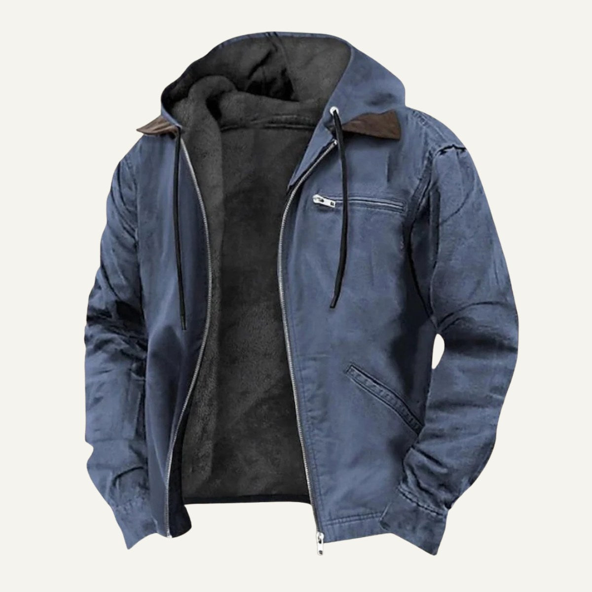 Wesley | Men's Hooded Fleece-Lined Jacket, Warm Winter Coat | Bella Blue