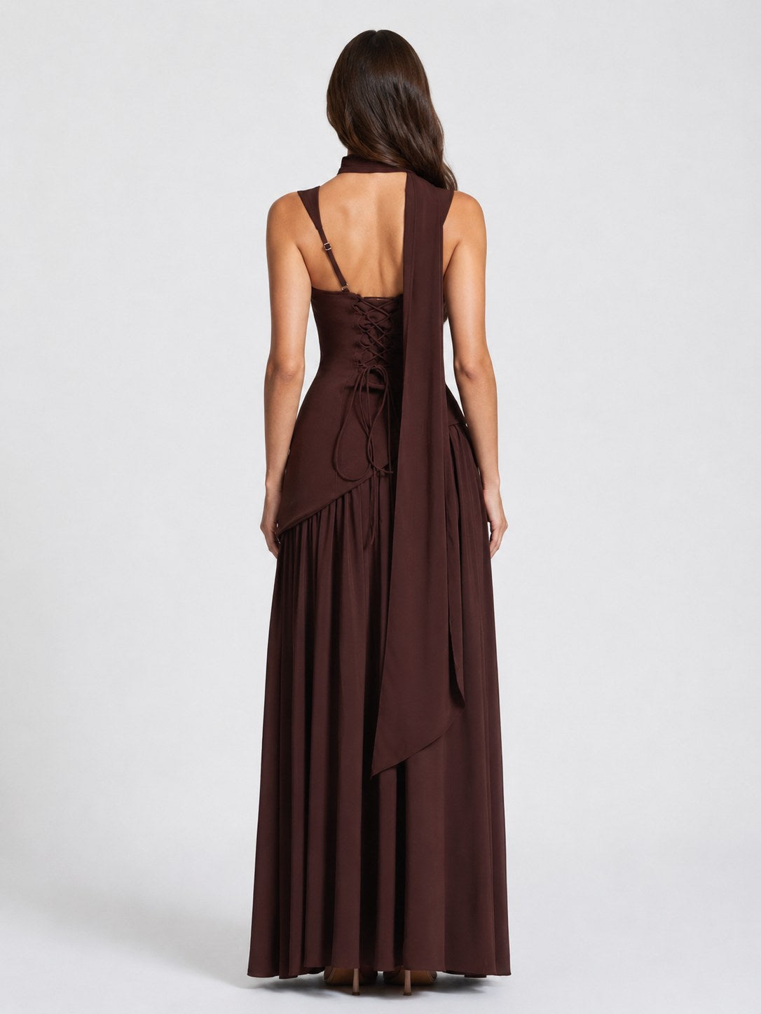 Willow | Women's Sculpted Satin-Feel Maxi Dress, Draped Evening Dress | Bella Blue | Sage Green