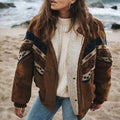 Winifred | Women's Plush Winter Coat, Retro Style Autumn Coat | Bella Blue | Brown