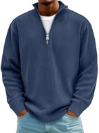 Wolfgang | Men's Jumper with Half-Zip Design, Structured Trendy Jumper | Bella Blue | Blue