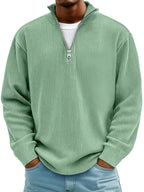 Wolfgang | Men's Jumper with Half-Zip Design, Structured Trendy Jumper | Bella Blue | Grey