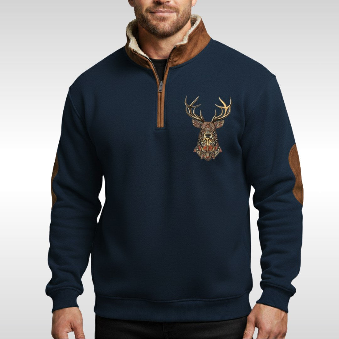 Wolfram | Men's Sherpa Jumper with Textured Structure, Warm Knit Jumper | Bella Blue | Blue