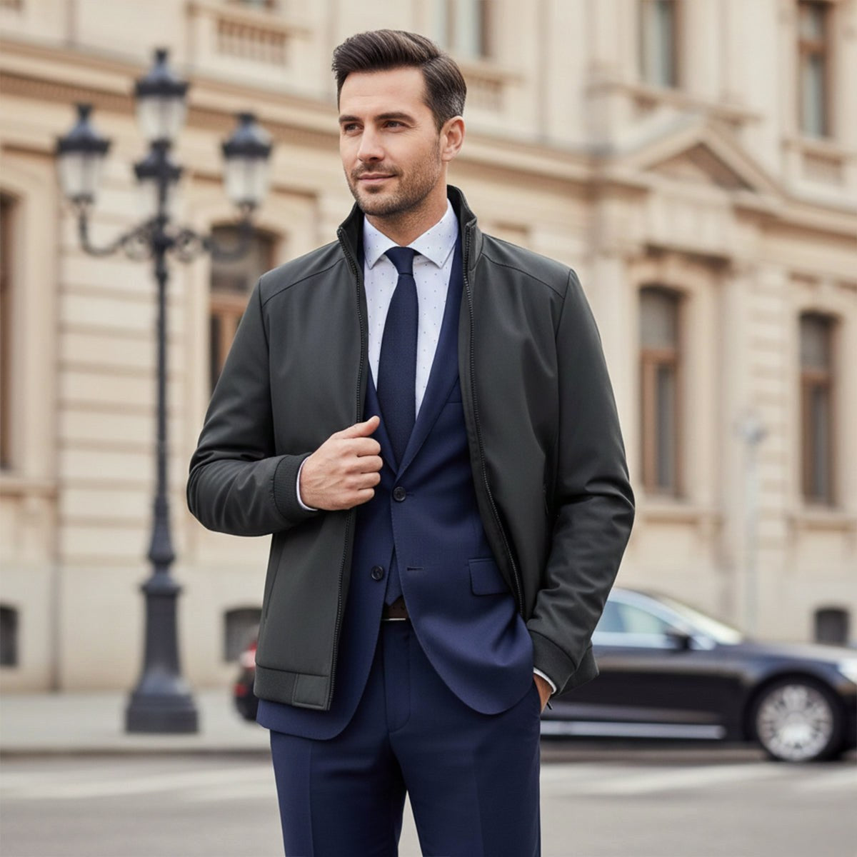 Wyatt | Men's Fleece-Lined Jacket, Relaxed Structured Autumn Jacket | Bella Blue
