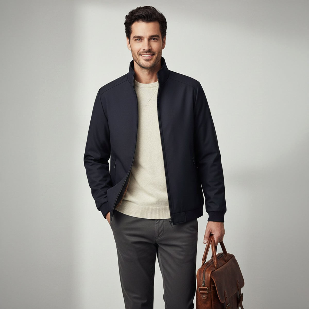 Wyatt | Men's Fleece-Lined Jacket, Relaxed Structured Autumn Jacket | Bella Blue