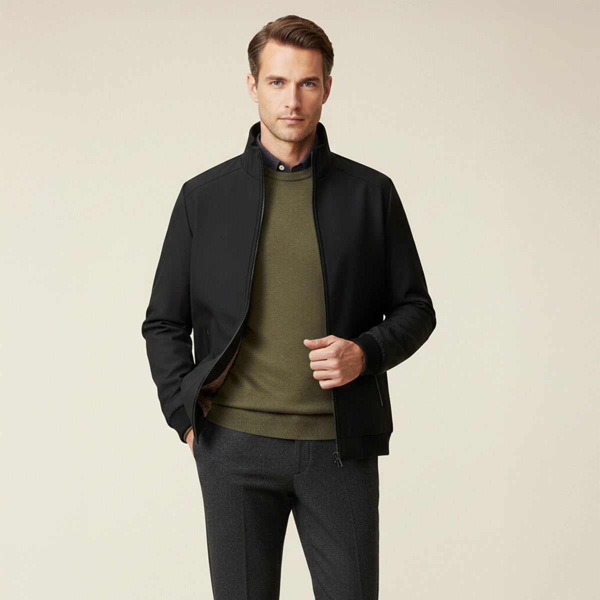 Wyatt | Men's Fleece-Lined Jacket, Relaxed Structured Autumn Jacket | Bella Blue
