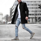 Zachary | Men's Slim-Fit Topcoat, Single-Breasted Tailored Coat | Bella Blue | Black